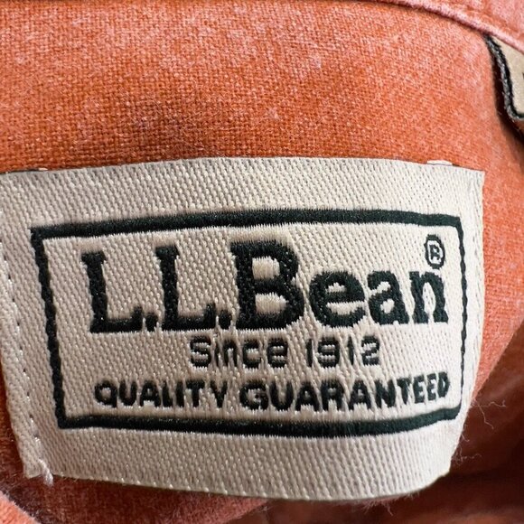 LL Bean Mens Large Regular Long Sleeve Button Up Rust Orange Shirt - Picture 9 of 11